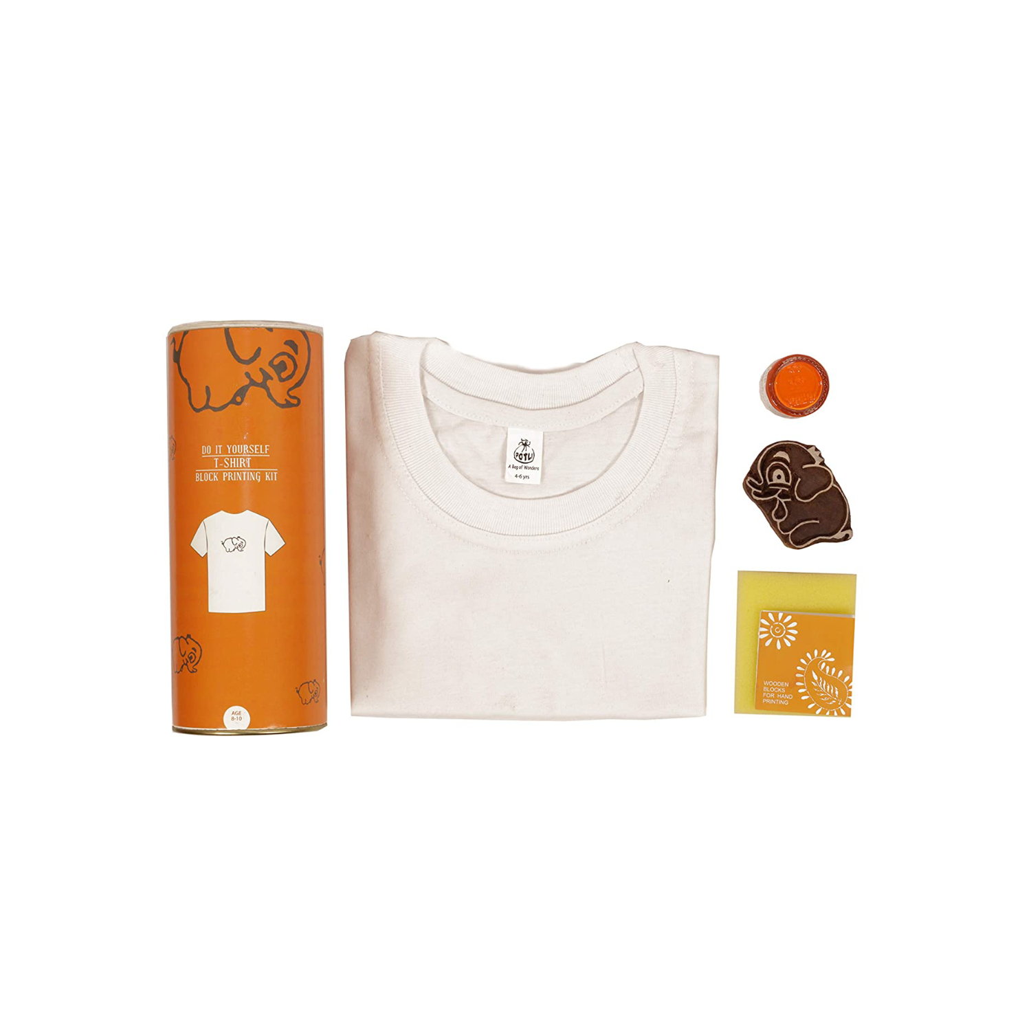 POTLI DIY Craft Kit ( 4 Years - 12 Years) Block Print Your T-Shirt (Elephant)